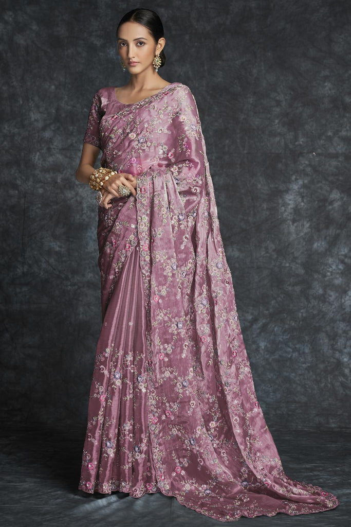 Organza Trendy Pink Wedding Saree Clothsvilla