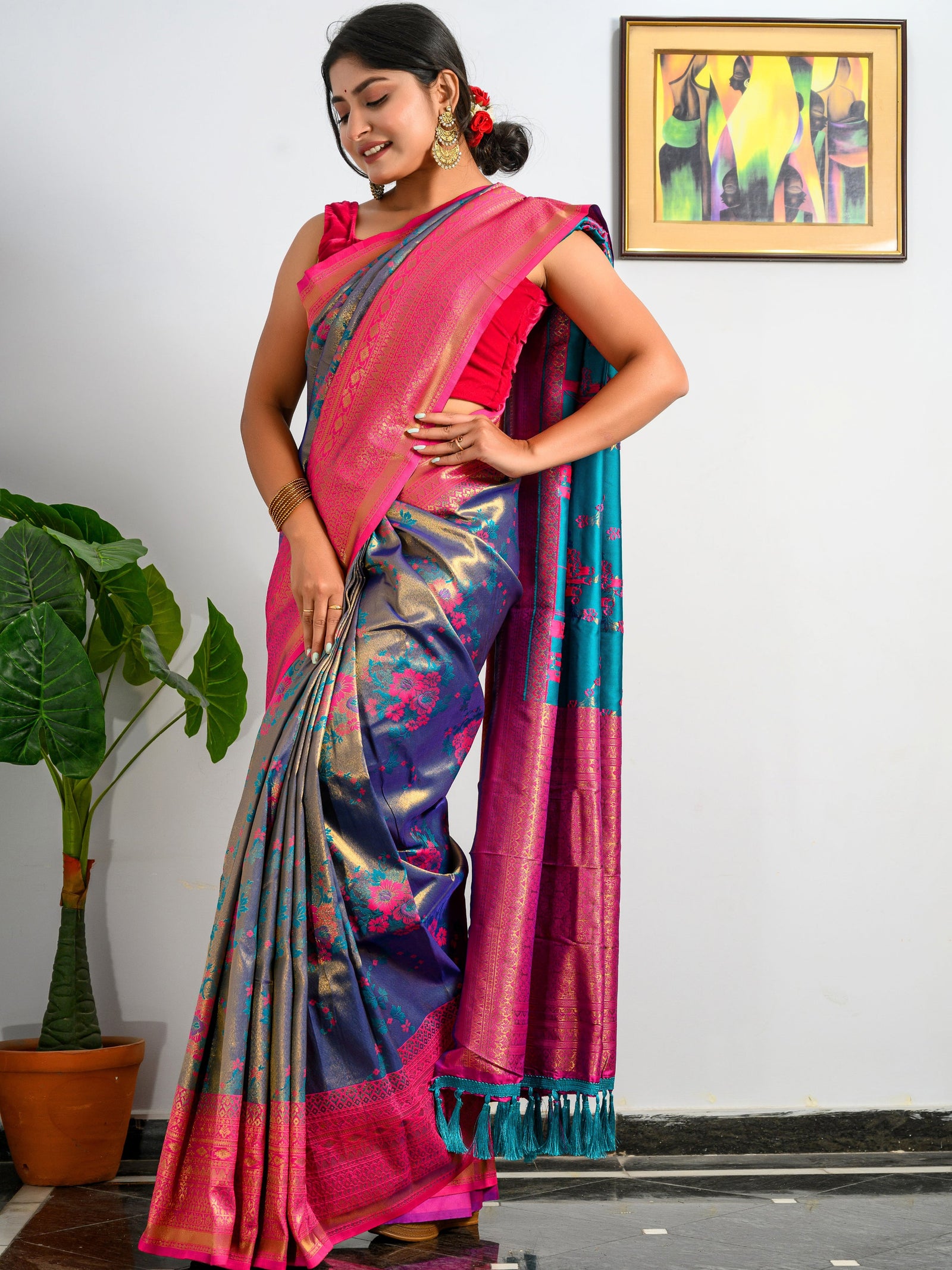 Pure Kanjeevaram Meenakari Woven Saree Purple Haze Clothsvilla