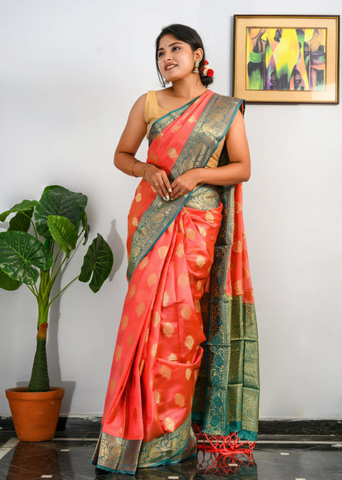 Organza Chaap Woven Watermelon Clothsvilla Main image