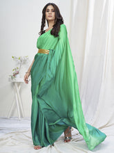 Load image into Gallery viewer, Teal Green Lycra Based Saree ClothsVilla