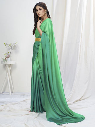 Teal Green Lycra Based Saree ClothsVilla
