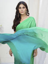 Load image into Gallery viewer, Teal Green Lycra Based Saree ClothsVilla