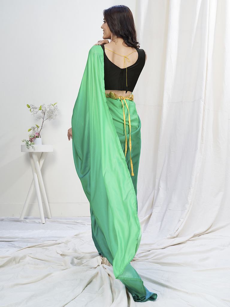 Teal Green Lycra Based Saree ClothsVilla