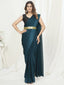 Teal Green Ready to Wear One Minute Saree In Satin Silk ClothsVilla