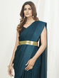 Load image into Gallery viewer, Teal Green Ready to Wear One Minute Saree In Satin Silk ClothsVilla