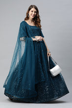 Load image into Gallery viewer, Teal Blue Traditional Exclusive Embroidered Lehenga Choli Collection ClothsVilla.com