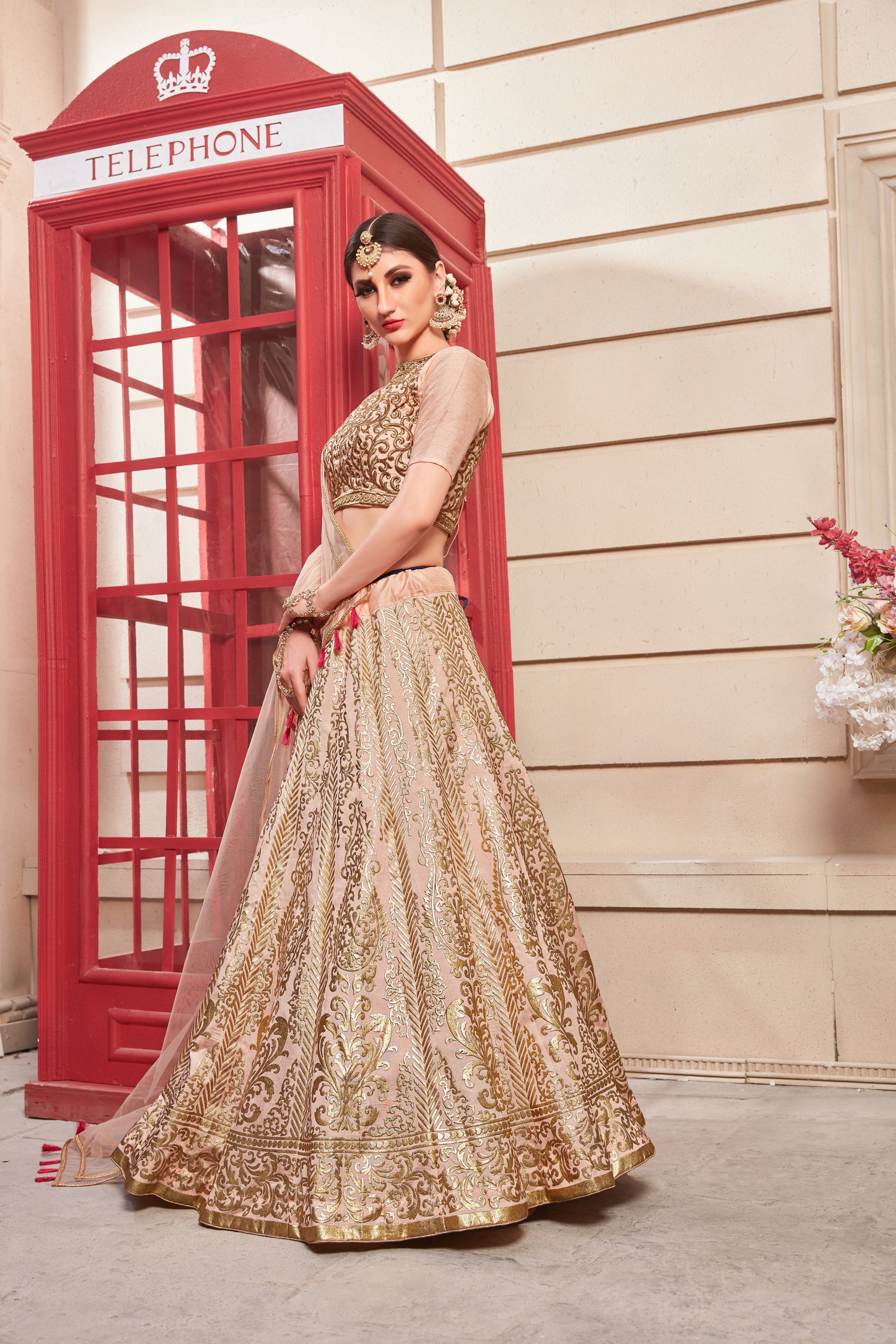 Thai Silk Salmon Pink Color Lehenga Choli With Handwork Blouse For Women Wedding, Party Wear, Ethic Wear, Traditional Wear Chaniya Choli ClothsVilla