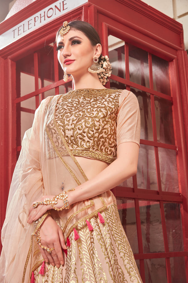 Thai Silk Salmon Pink Color Lehenga Choli With Handwork Blouse For Women Wedding, Party Wear, Ethic Wear, Traditional Wear Chaniya Choli ClothsVilla