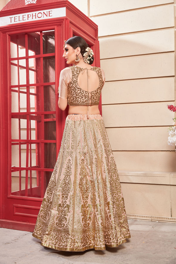Thai Silk Salmon Pink Color Lehenga Choli With Handwork Blouse For Women Wedding, Party Wear, Ethic Wear, Traditional Wear Chaniya Choli ClothsVilla