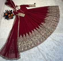 Load image into Gallery viewer, Classy Maroon Color Sequence Embroidery Work Gown Clothsvilla
