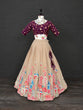 Load image into Gallery viewer, Chiku Color Thread And Sequins Embroidery Work Georgette Lehenga Choli And Dupatta With Belt Clothsvilla