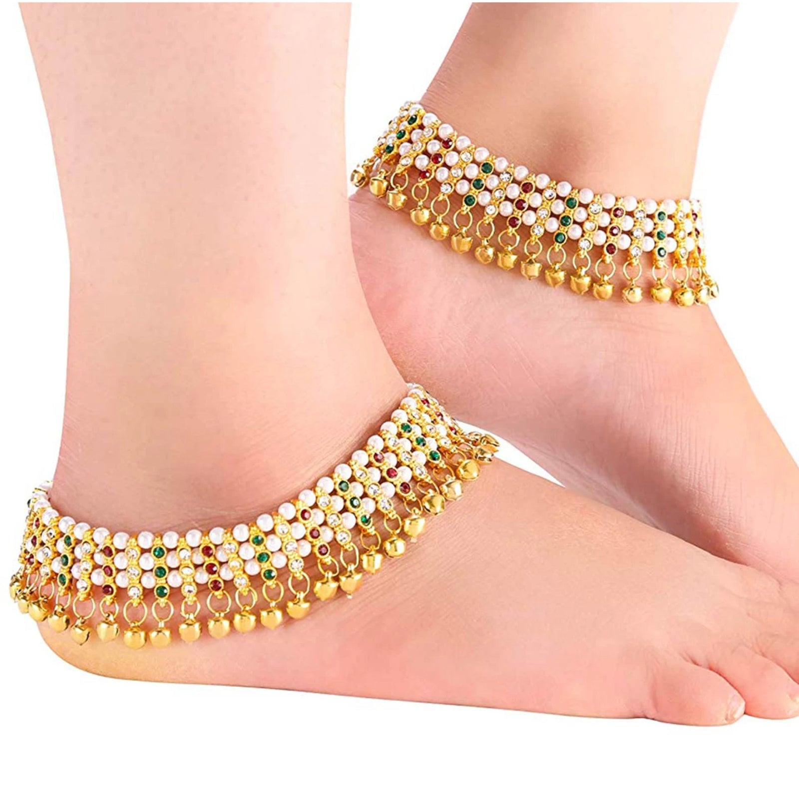 Traditional Heavy Bridal Alloy Anklet Set ClothsVilla