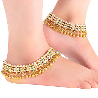 Traditional Heavy Bridal Alloy Anklet Set ClothsVilla
