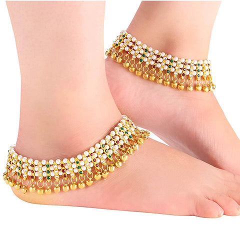 Traditional Heavy Bridal Alloy Anklet Set ClothsVilla Main image
