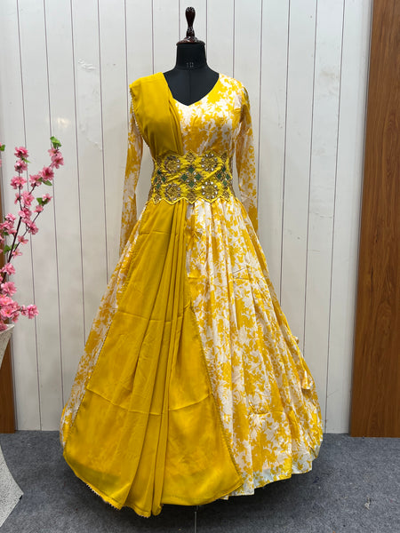 Haldi Ceremony Wear Yellow Color Anarkali Gown – vastracloth