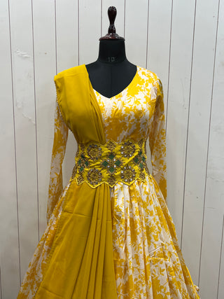 Traditional Yellow Gown For Haldi Ceremony Clothsvilla