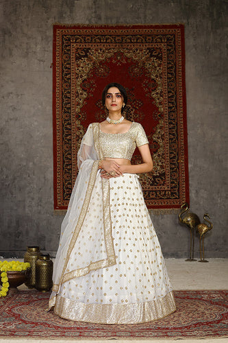 Traditional Indian Bridal Style Net Embroidered Lehenga Choli ClothsVilla.com