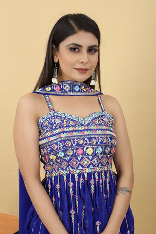 Trendy Blue Color Thread Sequence Sharara Suit Clothsvilla