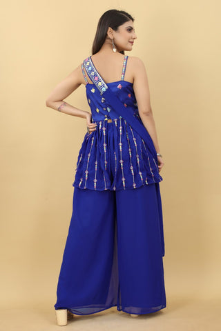 Trendy Blue Color Thread Sequence Sharara Suit Clothsvilla