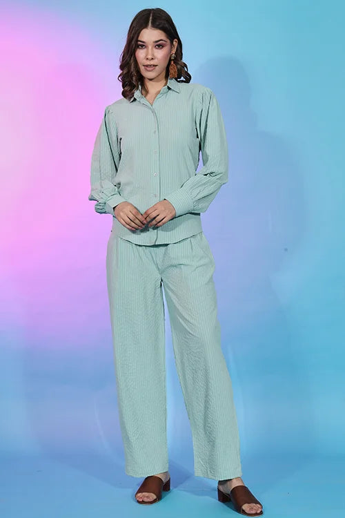Trendy Collection Sky Color Self Design Co-Ords Set ClothsVilla