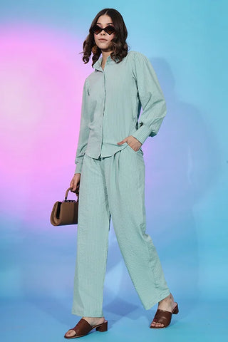 Trendy Collection Sky Color Self Design Co-Ords Set ClothsVilla