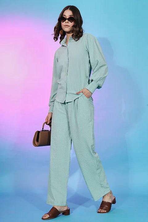 Trendy Collection Sky Color Self Design Co-Ords Set ClothsVilla Main image
