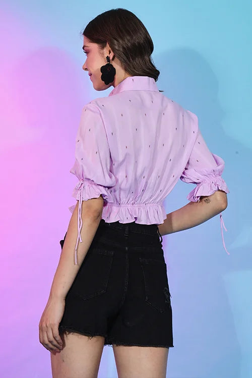 Trendy Lavender Color Fashionable Self Design Top ClothsVilla.com