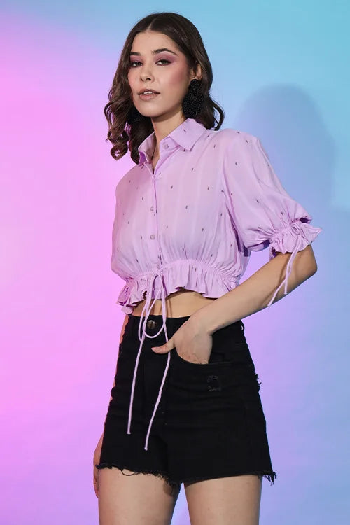 Trendy Lavender Color Fashionable Self Design Top ClothsVilla.com