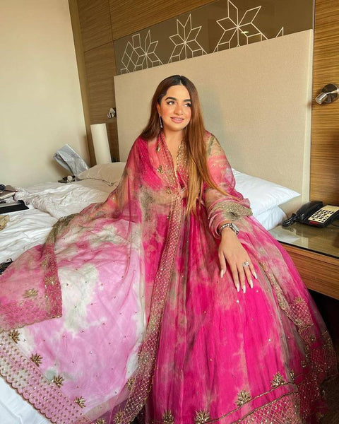 Trendy Pink Color Organza Silk Lehenga Choli Clothsvilla Main image