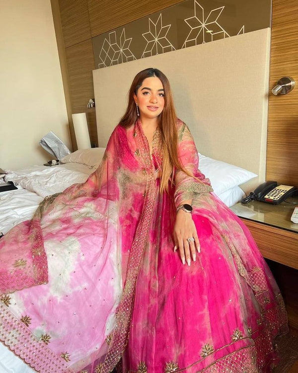 Trendy Pink Color Organza Silk Lehenga Choli Clothsvilla