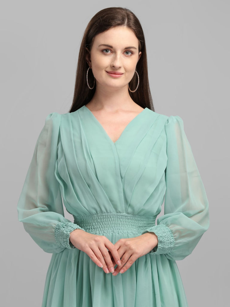 Trendy Pista Green Color Slide Slit Dress Trendy Pista Green Color Slide Slit Dress