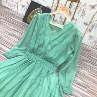 Trendy Pista Green Color Slide Slit Dress Clothsvilla
