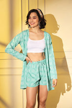 Load image into Gallery viewer, Trendy Stylish Western Wear Turquoise Blue Printed Co-Ords Collection ClothsVilla.com