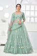 Load image into Gallery viewer, Turquoise Green Net Thread with Sequins Embroidered Lehenga Choli ClothsVilla.com