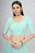 Load image into Gallery viewer, Turquoise Indian Georgette Lehenga Choli With Ruffle Dupatta For Indian Festival &amp; Weddings - Sequence Embroidery Work, Clothsvilla