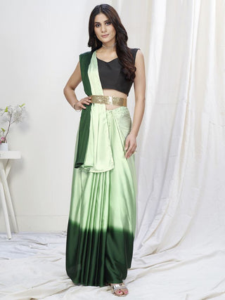 Two-Toned Green Lycra Based Saree ClothsVilla