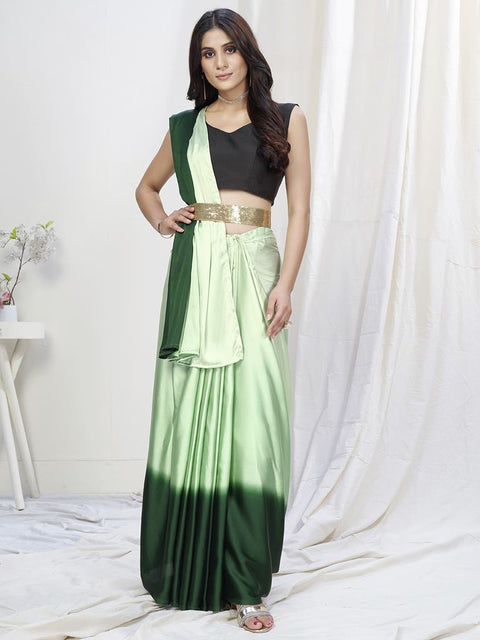 Two-Toned Green Lycra Based Saree ClothsVilla Main image