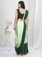 Load image into Gallery viewer, Two-Toned Green Lycra Based Saree ClothsVilla