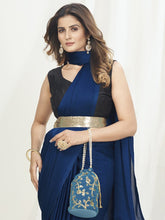 Load image into Gallery viewer, Unique Blue Ready to Wear One Minute Saree In Satin Silk ClothsVilla