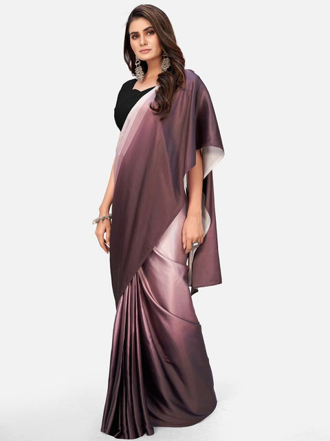 Unique Mauve Satin Blocked Ready to Wear Saree ClothsVilla Main image
