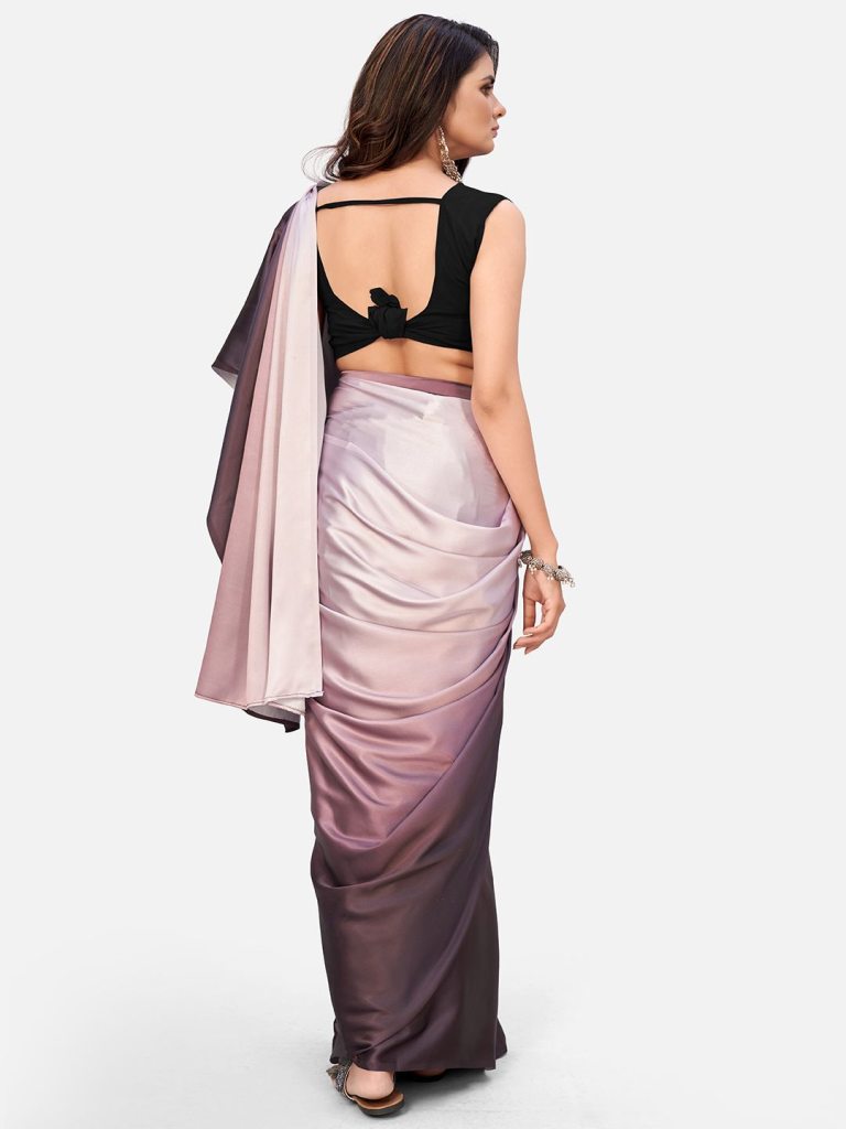 Unique Mauve Satin Blocked Ready to Wear Saree ClothsVilla