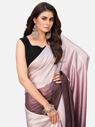 Unique Mauve Satin Blocked Ready to Wear Saree ClothsVilla