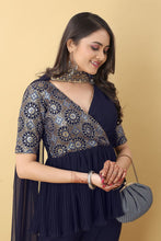 Load image into Gallery viewer, Unique Navy Blue Color Work With Pleated Sharara Set Clothsvilla