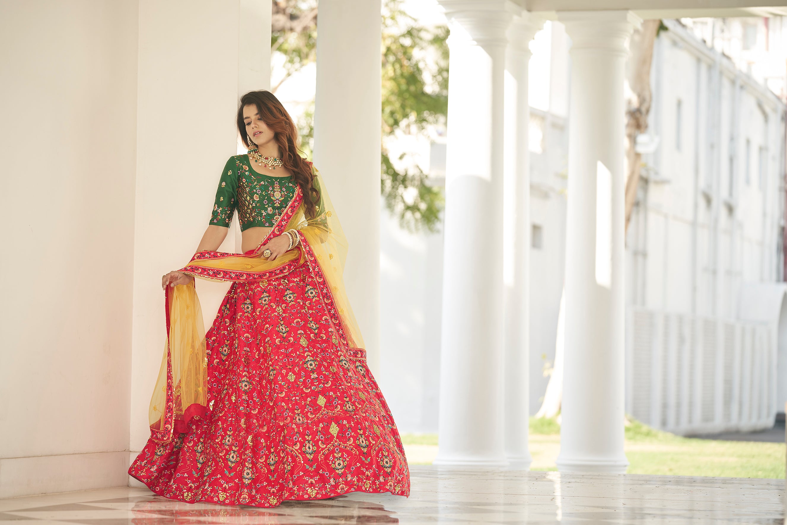 Unique Red Sequins Embroidered Silk Festive Lehenga Choli ClothsVilla