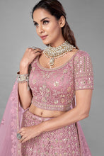 Load image into Gallery viewer, Net Fabric Pink Color Designer 3 Piece Lehenga Choli Clothsvilla