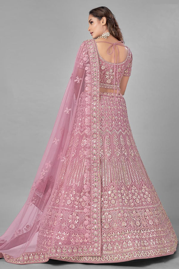 Net Fabric Pink Color Designer 3 Piece Lehenga Choli Clothsvilla