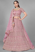 Load image into Gallery viewer, Net Fabric Pink Color Designer 3 Piece Lehenga Choli Clothsvilla