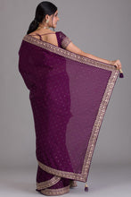 Load image into Gallery viewer, Wine Color Wonderful Sequins Work Saree In Art Silk Fabric Clothsvilla