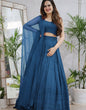 Load image into Gallery viewer, Turquois Blue Rayon Lucknowi Chikankari Work Stitched Lehenga Choli ClothsVilla