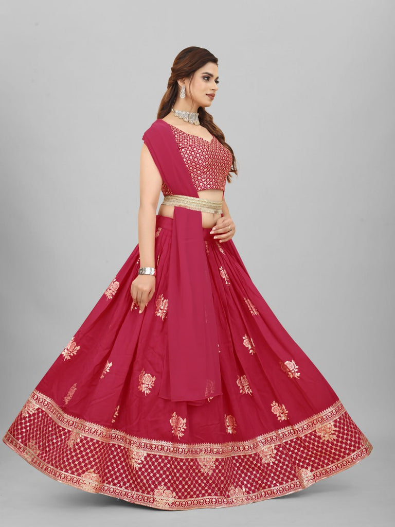 Wedding-ready Maroon Cotton Lehenga Choli Ensemble Clothsvilla